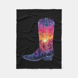 Womens Sky Cowgirl Boot Desert Sunset Dreamers Boh Fleece Blanket