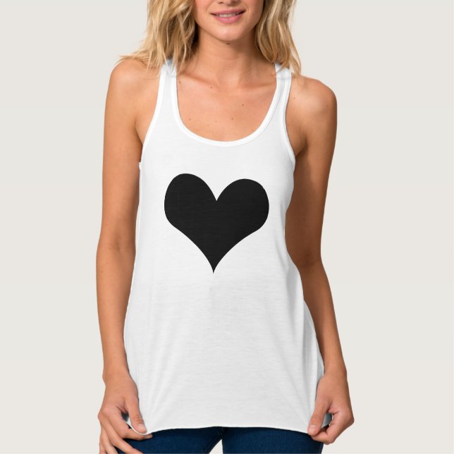 Women's Slim Fit Racerback Tank Top Black Heart (Front)