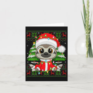 Womens Sloth Christmas Lights Santa Costume Ugly X Card