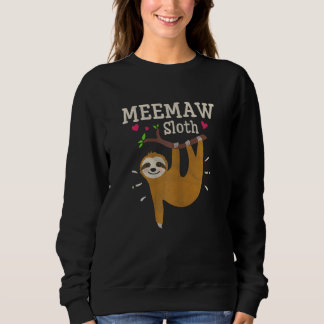 Womens Sloth Graphic Humor Zoo Animal Meemaw Sweatshirt