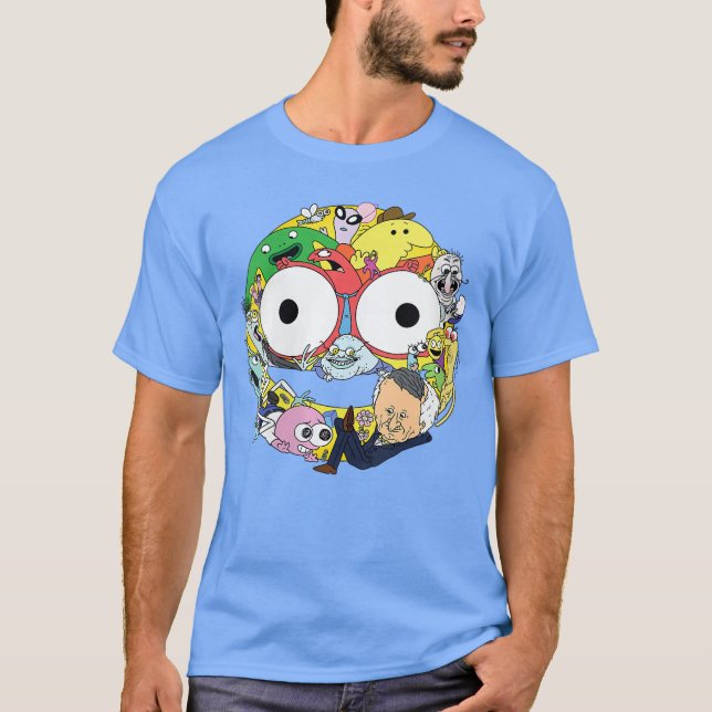 Womens Smiling Friends Smiley Face Character Colla T-Shirt (Front)