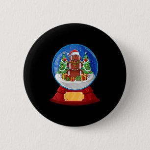 Womens Snowman Football Santa Hat Merry Christmas Button
