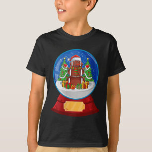 Womens Snowman Football Santa Hat Merry Christmas  T-Shirt