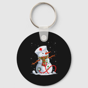 Womens Snowman Nurse Christmas Stethoscope Nursing Keychain
