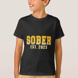 Womens Sober Est 2023 Recovery Journey Pride Miles T-Shirt