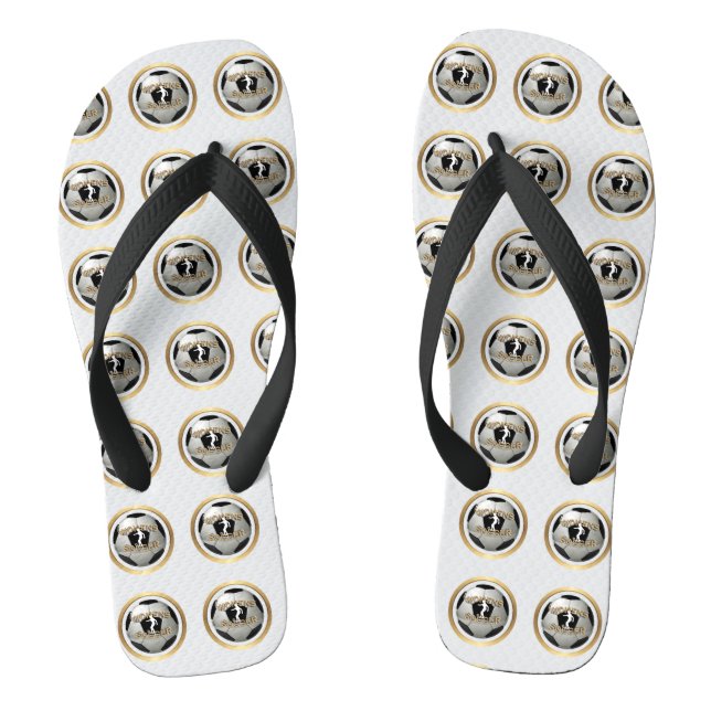 Women's Soccer Ball Flip Flops (Footbed)