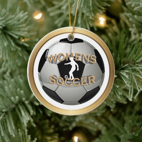 Women's Soccer Ball Sports Ceramic Ornament