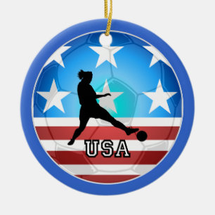 womens soccer ceramic ornament