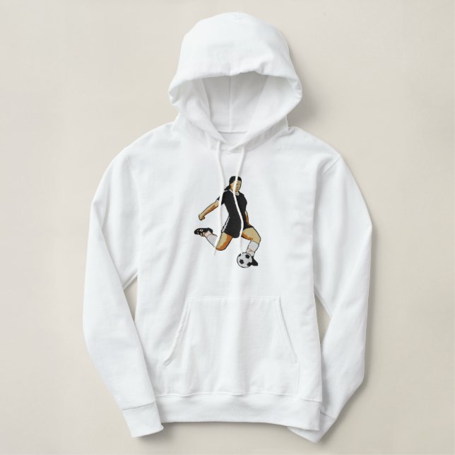 Womens Soccer Embroidered Hoody (Design Front)