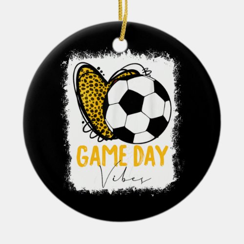 Womens Soccer Game Day Vibes Leopard Soccer Mom Ceramic Ornament