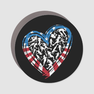 Women's Soccer Heart - USA American Flag Car Magnet