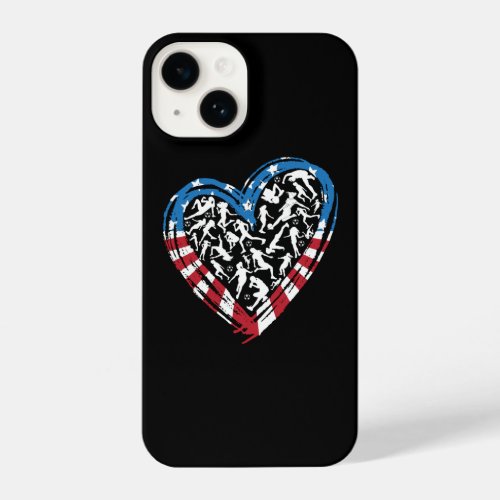Womens Soccer Heart _ USA American Flag iPhone 14 Case