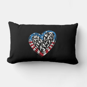 Women's Soccer Heart - USA American Flag Lumbar Pillow