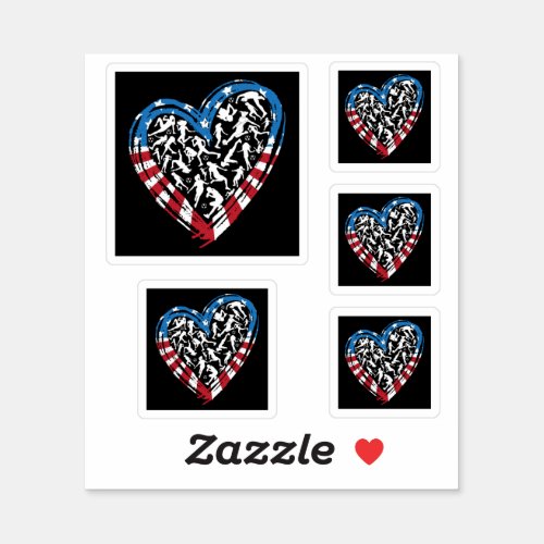 Womens Soccer Heart _ USA American Flag Sticker