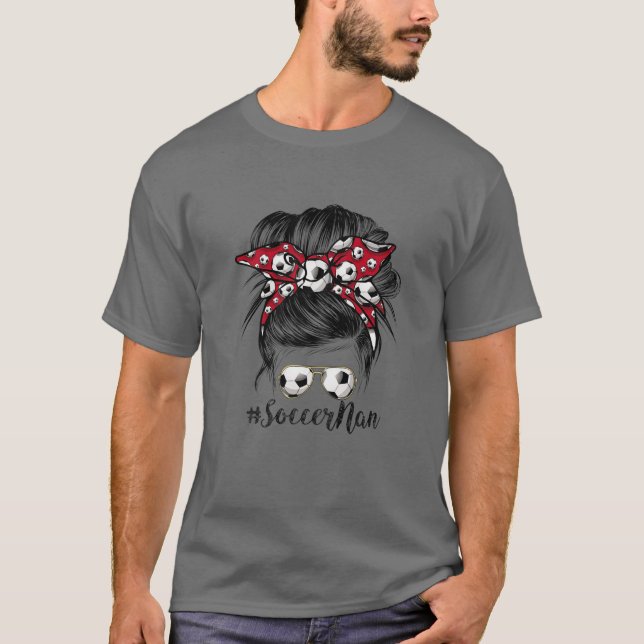 Womens Soccer Nan Messy Bun Soccer Lover Mothers D T-Shirt (Front)