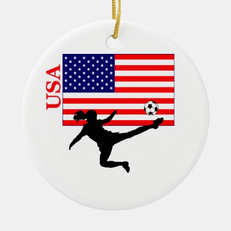 Women's Soccer Usa Ceramic Ornament