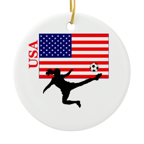 Women's Soccer USA Ceramic Ornament