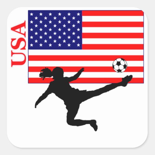 Womens Soccer USA Square Sticker