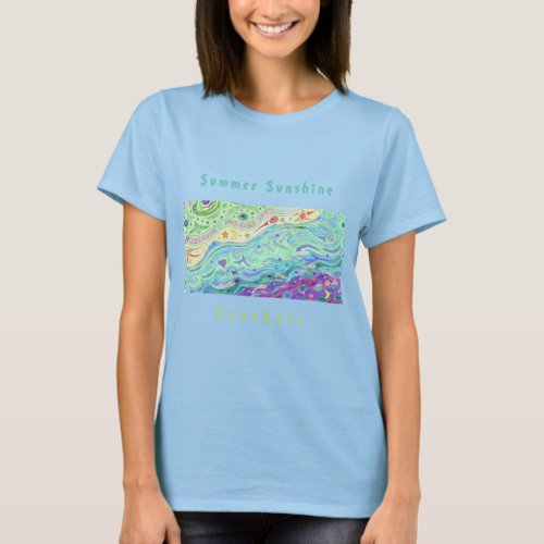 Womens Soft Cream T_shirt Seashore Art  Text T_Shirt