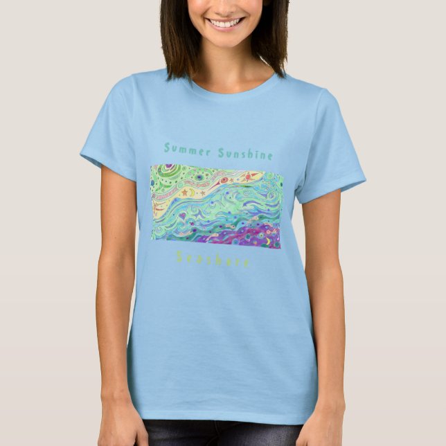 Women's Soft Cream T-shirt: Seashore Art / Text T-Shirt (Front)