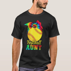 Womens Softball Aunt Tie Dye Softball Mother's Da T-Shirt