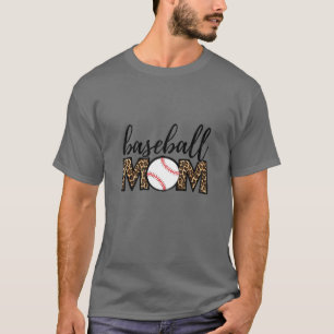 Womens Softball Baseball Mom Leopard Tee Mother's