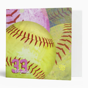 Women's softball bright yellow pink binder