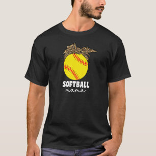Womens Softball Mama Mom Leopard For Women Catcher T-Shirt