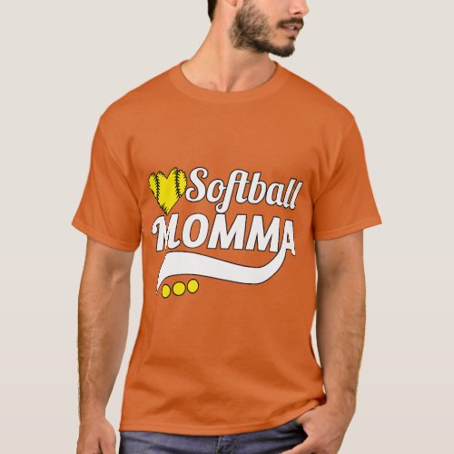 Womens Softball Momma For Sports Mom Cute Softball T_Shirt