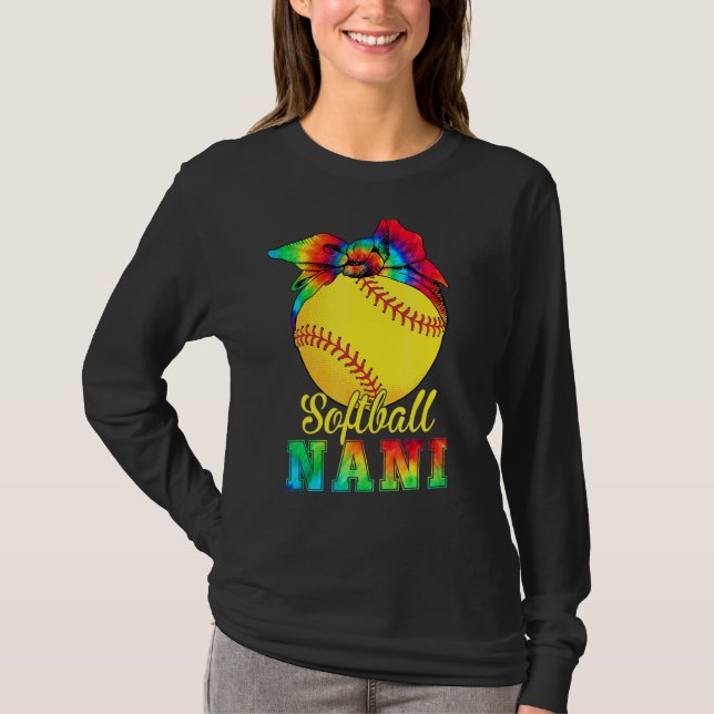 Womens Softball Nani Tie Dye Softball  Mother's Da T-Shirt (Front)