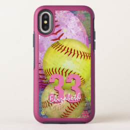 women's softball OtterBox iphone X case w her name