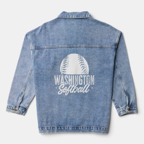 Womens Softball Player Softballer Girl Sport Washi Denim Jacket