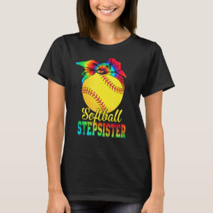 Womens Softball Stepsister Tie Dye Softball Mothe T-Shirt