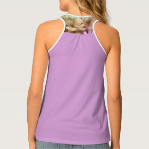 Women's Solid Purple and Floral Tank Top