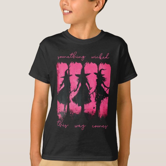 Womens Something Wicked This Way Comes Witch Hallo T-Shirt (Front)