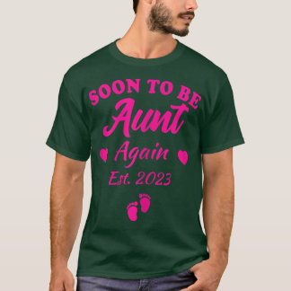 Womens Soon To Be Aunt Again 2023 Pregnancy Announ T-Shirt