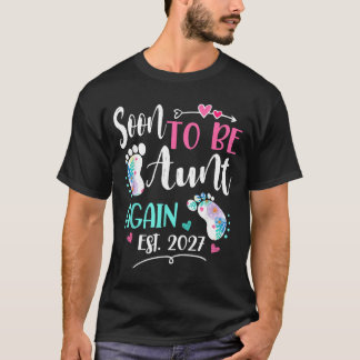 Womens Soon To Be Auntie Again 2027 Mothers Day T-Shirt