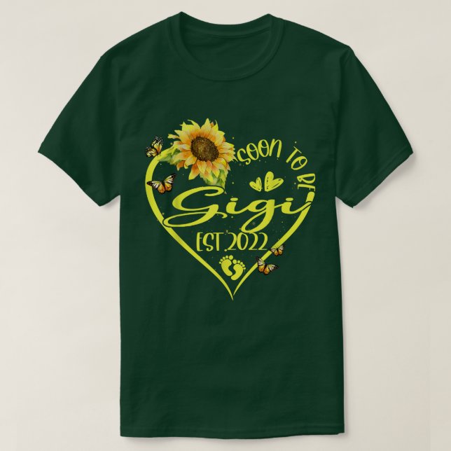 Womens Soon To Be Gigi Est 2022 Sunflower  T-Shirt (Design Front)