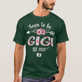 Womens Soon To Be Gigi Est 2023 Pregnancy Announce T-Shirt