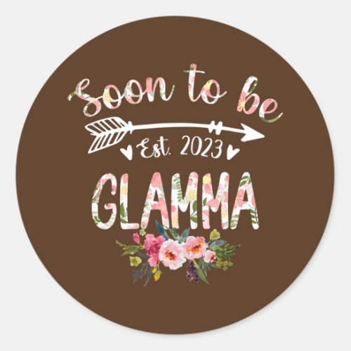 Womens Soon to be Glamma 2023 Mothers Day First Classic Round Sticker