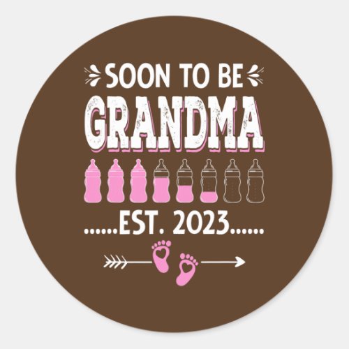 Womens Soon To Be Grandma 2023 Pregnancy Classic Round Sticker