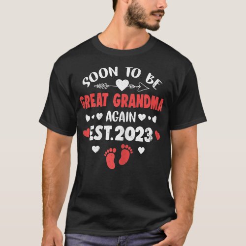 Womens Soon To Be Great Grandma Again 2023 Promote T_Shirt
