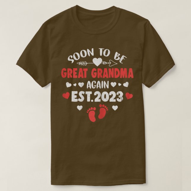 Womens Soon To Be Great Grandma Again 2023 Promote T-Shirt (Design Front)