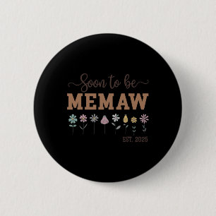 Womens Soon To Be Memaw 2025 Retro Promoted To Mem Button