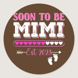 Womens Soon To Be Mimi Est 2023 New Mom  Classic Round Sticker
