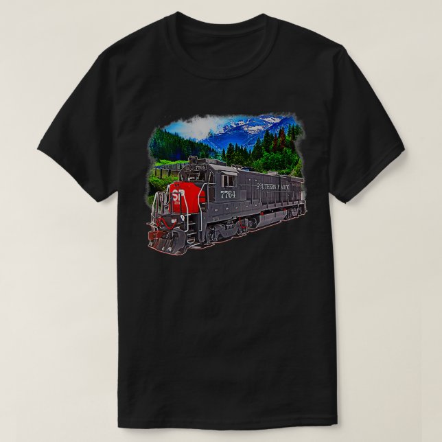 Womens Southern Pacific Engine Train VNeck  T-Shirt (Design Front)