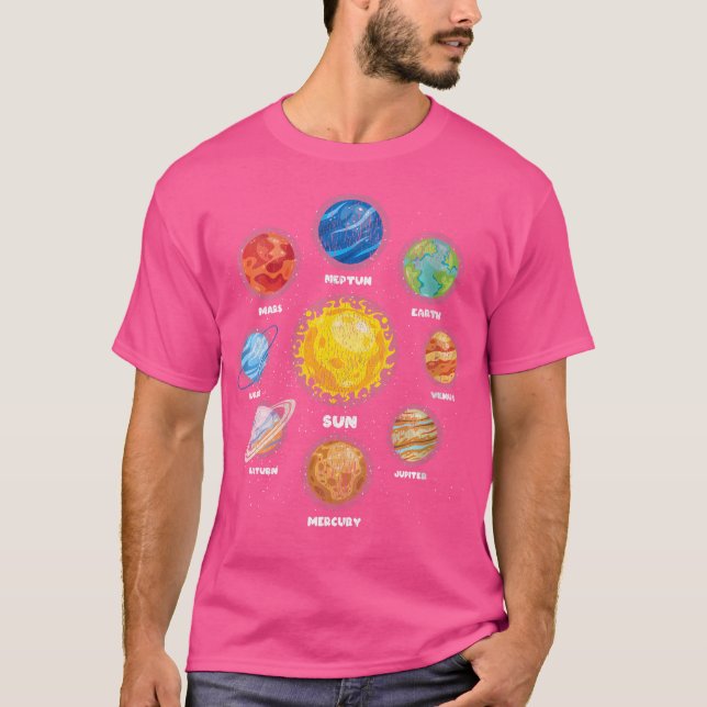 Womens Space Travel Astronaut Planets Sun Astronom T-Shirt (Front)
