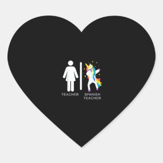 Womens Spanish Teacher Unicorn Dabbing funny spani Heart Sticker
