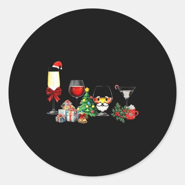 Womens Spellbind Wine Gl Of Santa Claus Gift Chris Classic Round Sticker (Front)