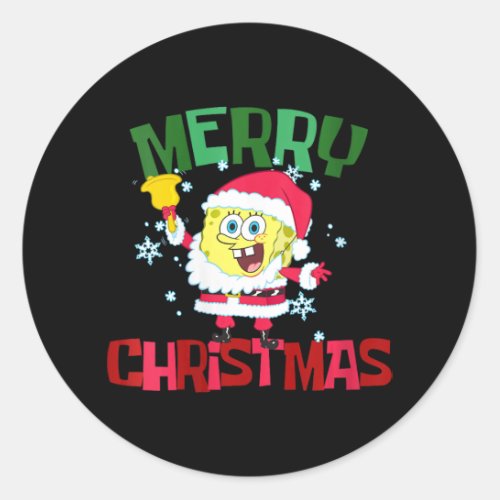 Womens Spongebob Squarepants Santa Outfit Merry Ch Classic Round Sticker